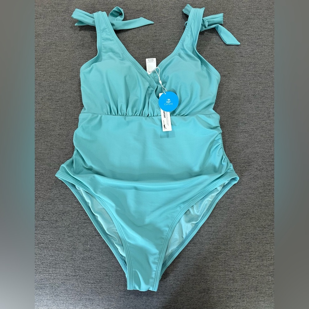 Cupshe Teal One-Piece Swimsuit with Tie Straps